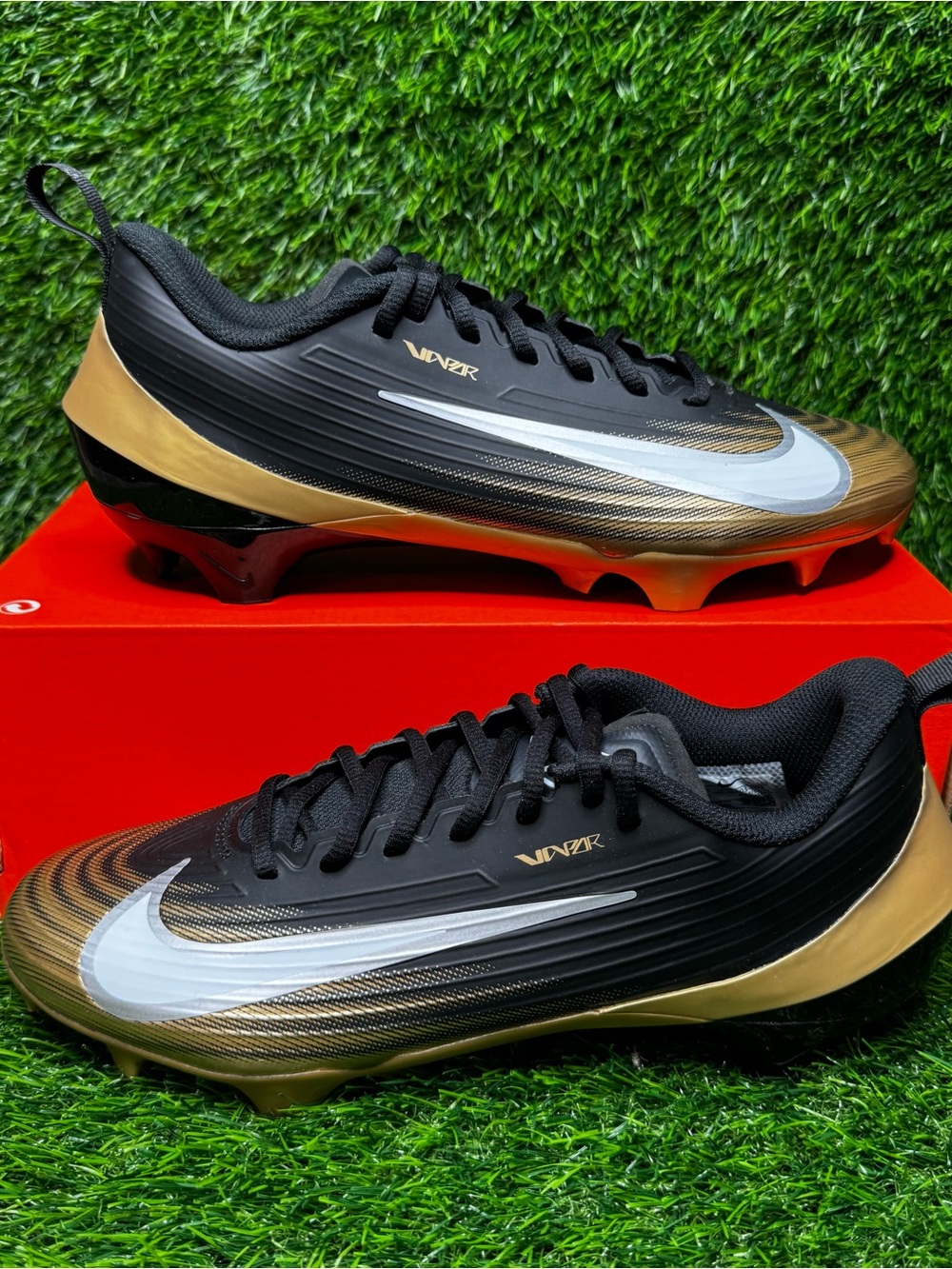 Size 9 - Mens Nike Vapor Speed 3 Black Gold Football Cleats - FB3303 003